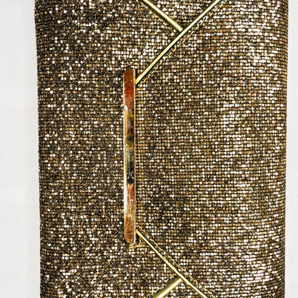 Vintage Gold Sparkle Clutch – 1990s – Satin Lining – Elegant Evening Bag - Picture 2 of 8